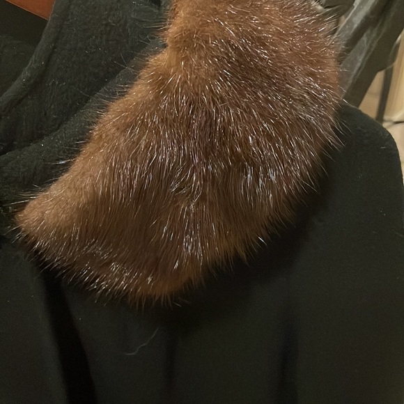 Authentic 100% cashmere pea cost with real mink collar - Picture 3 of 14